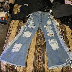 Super cute distressed , fringe , flared Jean from SHIEN